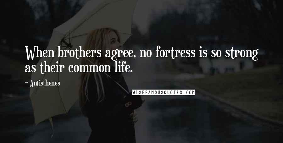 Antisthenes Quotes: When brothers agree, no fortress is so strong as their common life.