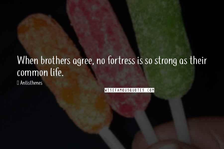 Antisthenes Quotes: When brothers agree, no fortress is so strong as their common life.