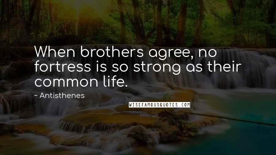 Antisthenes Quotes: When brothers agree, no fortress is so strong as their common life.