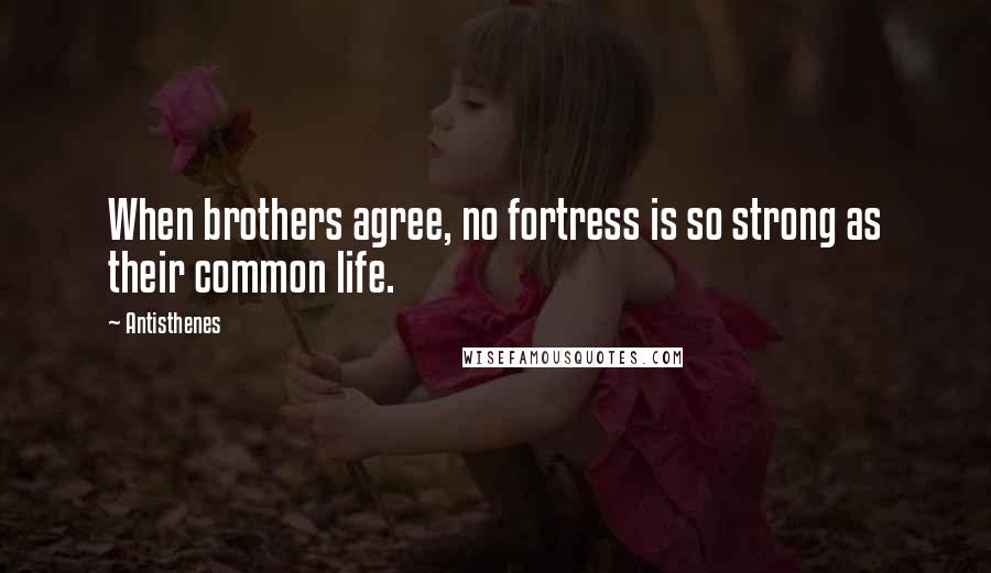 Antisthenes Quotes: When brothers agree, no fortress is so strong as their common life.