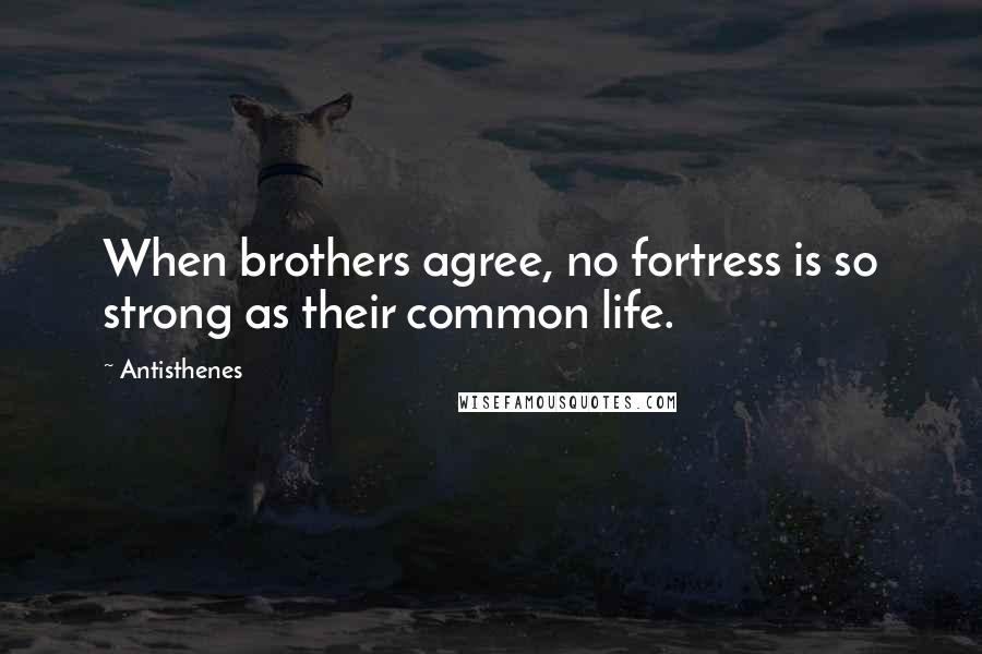 Antisthenes Quotes: When brothers agree, no fortress is so strong as their common life.