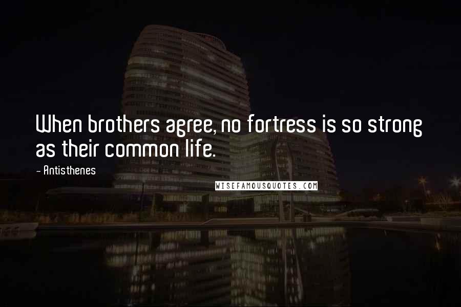 Antisthenes Quotes: When brothers agree, no fortress is so strong as their common life.