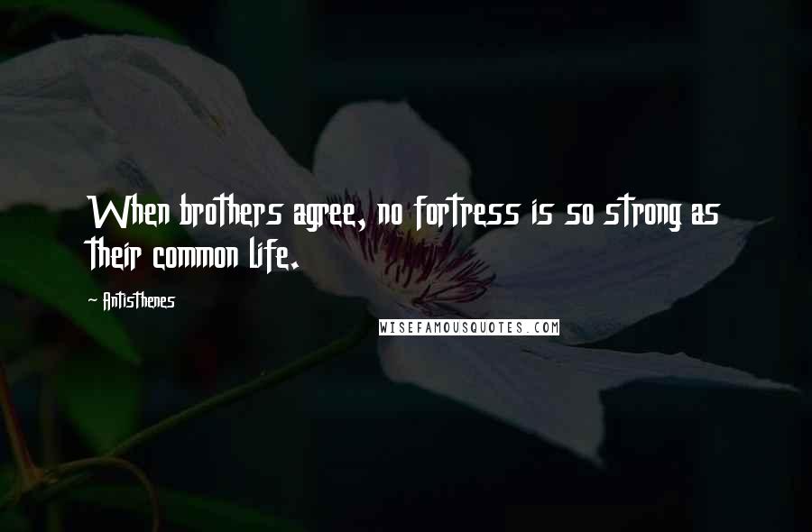 Antisthenes Quotes: When brothers agree, no fortress is so strong as their common life.