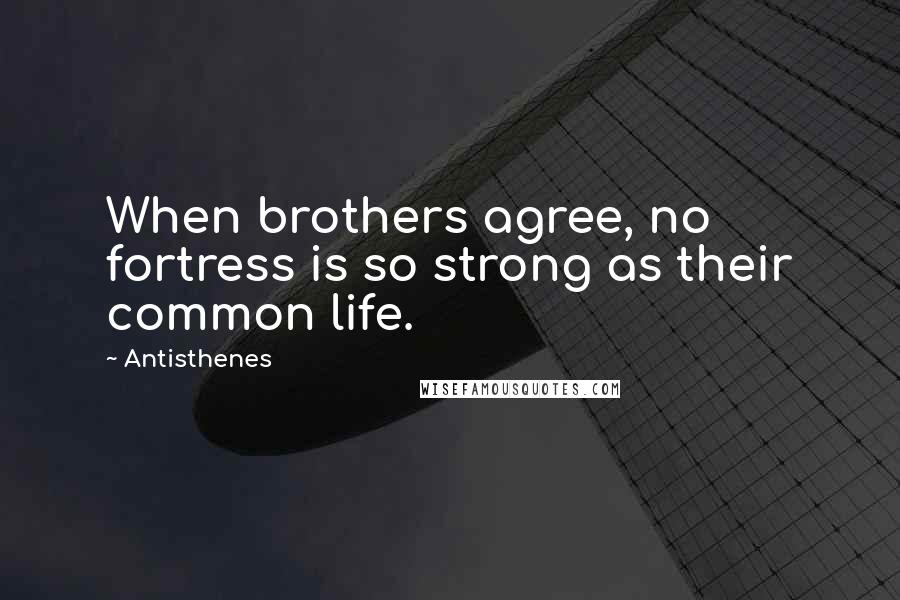 Antisthenes Quotes: When brothers agree, no fortress is so strong as their common life.