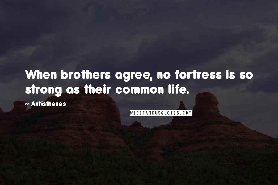 Antisthenes Quotes: When brothers agree, no fortress is so strong as their common life.