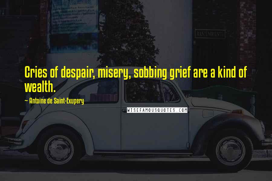 Antoine De Saint-Exupery Quotes: Cries of despair, misery, sobbing grief are a kind of wealth.