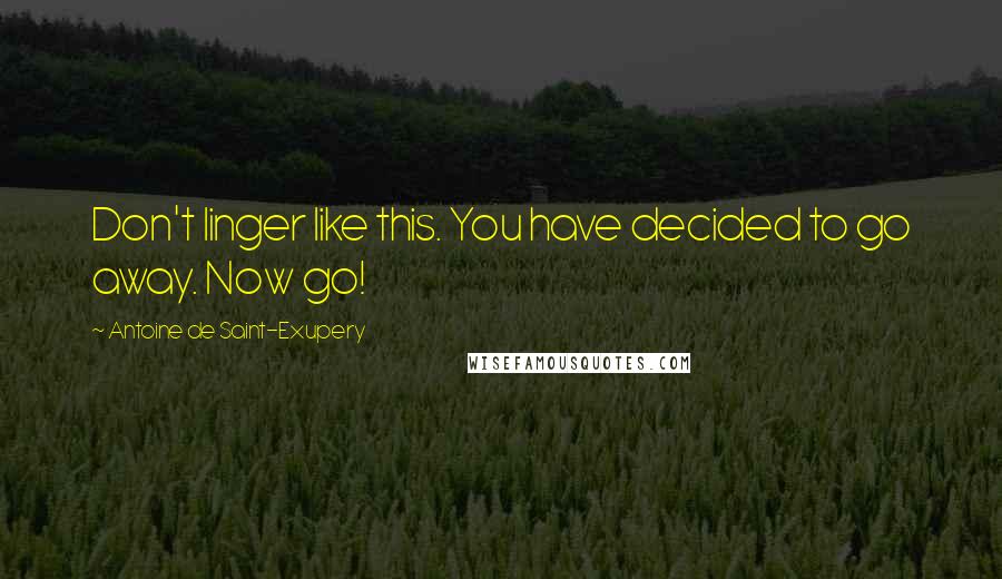Antoine De Saint-Exupery Quotes: Don't linger like this. You have decided to go away. Now go!