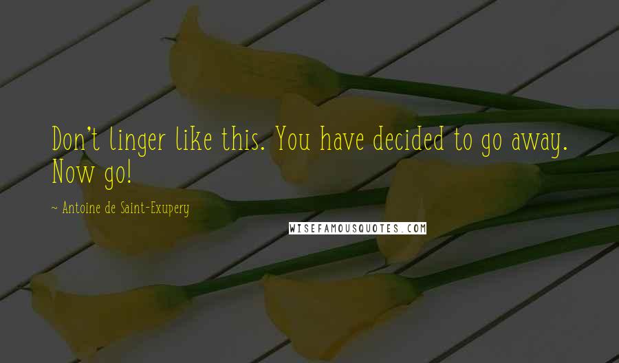 Antoine De Saint-Exupery Quotes: Don't linger like this. You have decided to go away. Now go!