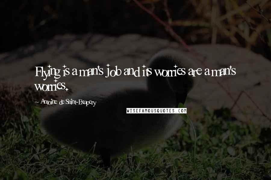 Antoine De Saint-Exupery Quotes: Flying is a man's job and its worries are a man's worries.