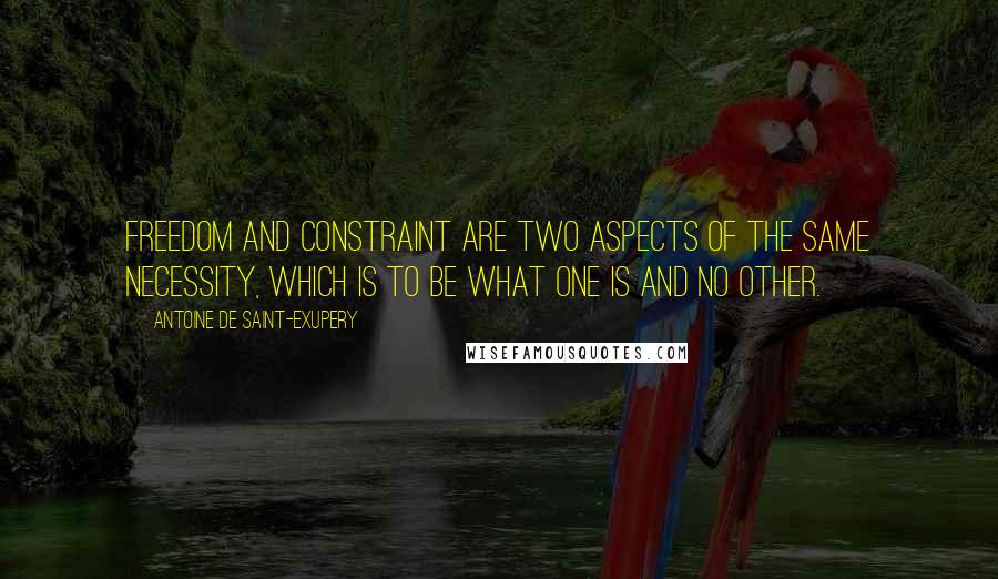 Antoine De Saint-Exupery Quotes: Freedom and constraint are two aspects of the same necessity, which is to be what one is and no other.