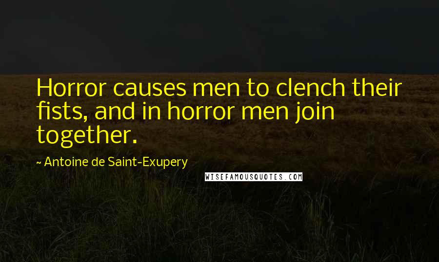 Antoine De Saint-Exupery Quotes: Horror causes men to clench their fists, and in horror men join together.