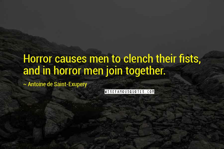 Antoine De Saint-Exupery Quotes: Horror causes men to clench their fists, and in horror men join together.