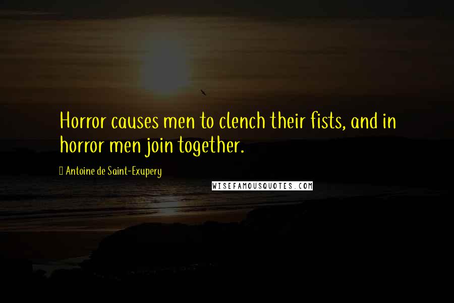 Antoine De Saint-Exupery Quotes: Horror causes men to clench their fists, and in horror men join together.