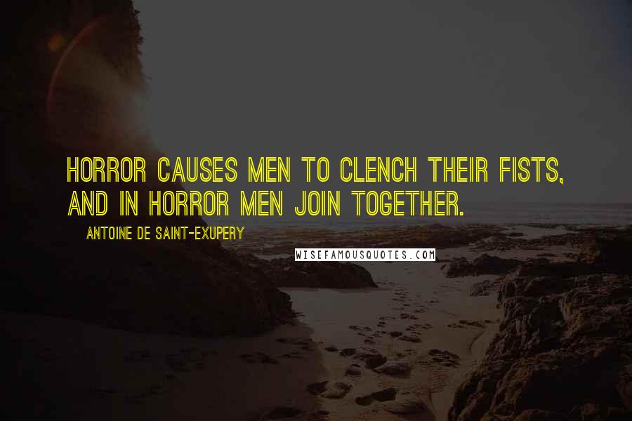 Antoine De Saint-Exupery Quotes: Horror causes men to clench their fists, and in horror men join together.