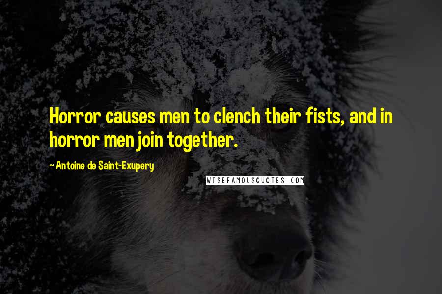 Antoine De Saint-Exupery Quotes: Horror causes men to clench their fists, and in horror men join together.