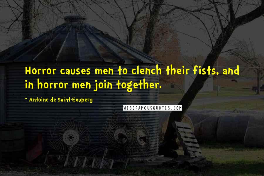 Antoine De Saint-Exupery Quotes: Horror causes men to clench their fists, and in horror men join together.