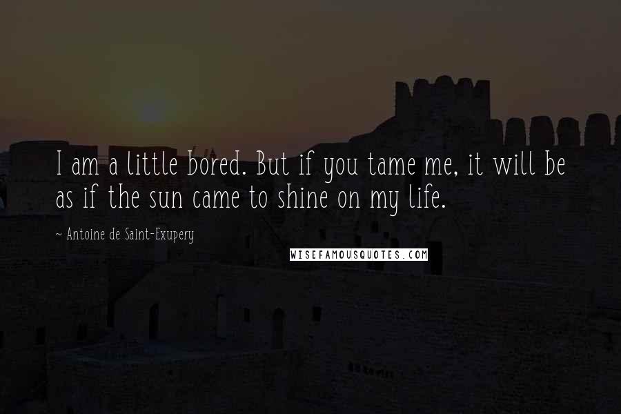 Antoine De Saint-Exupery Quotes: I am a little bored. But if you tame me, it will be as if the sun came to shine on my life.