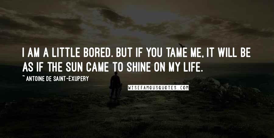 Antoine De Saint-Exupery Quotes: I am a little bored. But if you tame me, it will be as if the sun came to shine on my life.