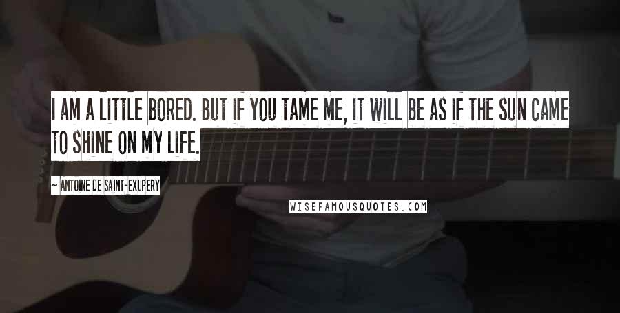 Antoine De Saint-Exupery Quotes: I am a little bored. But if you tame me, it will be as if the sun came to shine on my life.