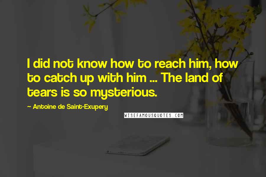 Antoine De Saint-Exupery Quotes: I did not know how to reach him, how to catch up with him ... The land of tears is so mysterious.