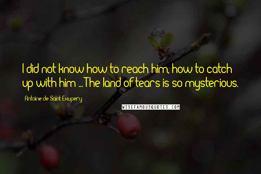 Antoine De Saint-Exupery Quotes: I did not know how to reach him, how to catch up with him ... The land of tears is so mysterious.