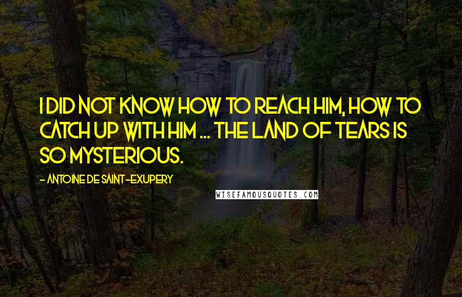 Antoine De Saint-Exupery Quotes: I did not know how to reach him, how to catch up with him ... The land of tears is so mysterious.