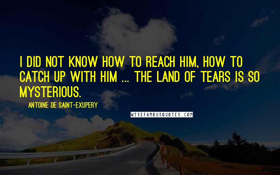 Antoine De Saint-Exupery Quotes: I did not know how to reach him, how to catch up with him ... The land of tears is so mysterious.