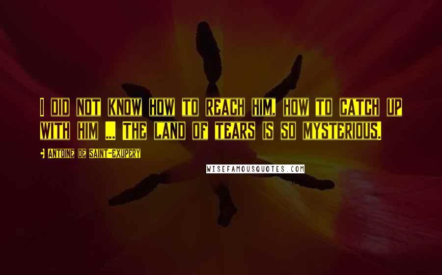 Antoine De Saint-Exupery Quotes: I did not know how to reach him, how to catch up with him ... The land of tears is so mysterious.