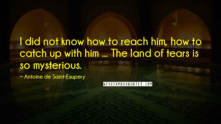 Antoine De Saint-Exupery Quotes: I did not know how to reach him, how to catch up with him ... The land of tears is so mysterious.