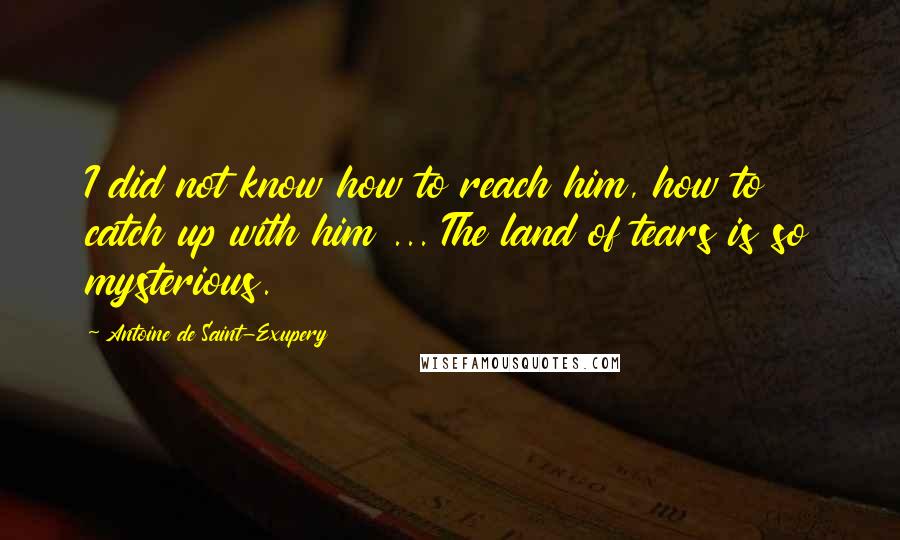 Antoine De Saint-Exupery Quotes: I did not know how to reach him, how to catch up with him ... The land of tears is so mysterious.