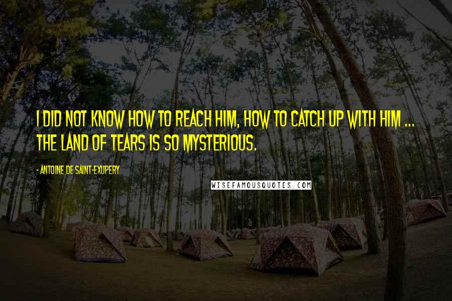 Antoine De Saint-Exupery Quotes: I did not know how to reach him, how to catch up with him ... The land of tears is so mysterious.