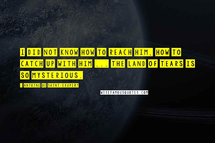 Antoine De Saint-Exupery Quotes: I did not know how to reach him, how to catch up with him ... The land of tears is so mysterious.