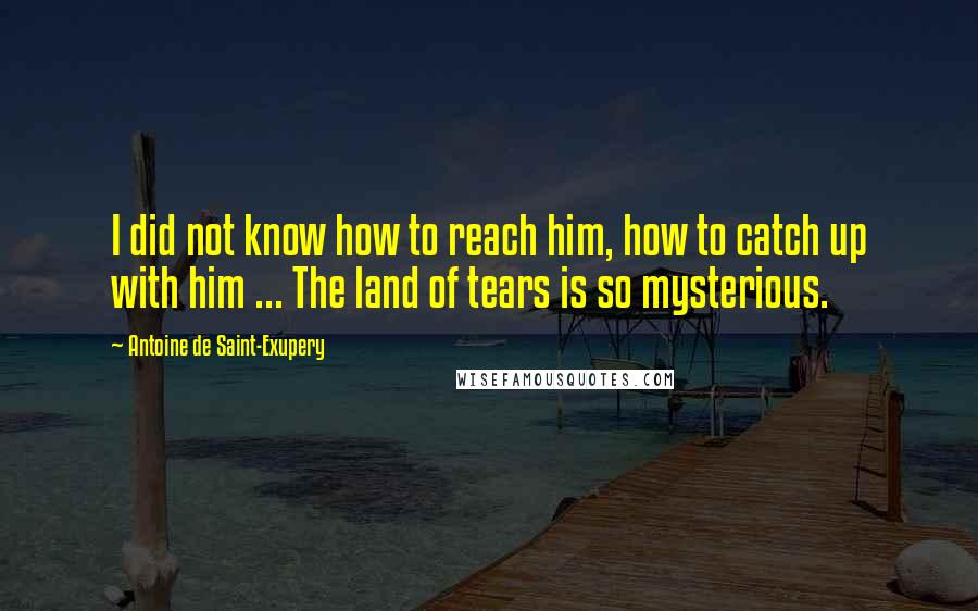 Antoine De Saint-Exupery Quotes: I did not know how to reach him, how to catch up with him ... The land of tears is so mysterious.
