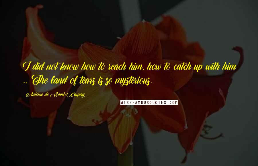 Antoine De Saint-Exupery Quotes: I did not know how to reach him, how to catch up with him ... The land of tears is so mysterious.