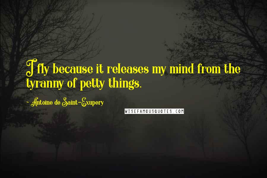 Antoine De Saint-Exupery Quotes: I fly because it releases my mind from the tyranny of petty things.