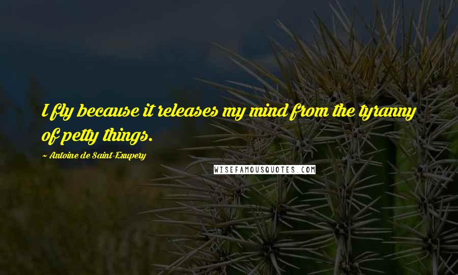 Antoine De Saint-Exupery Quotes: I fly because it releases my mind from the tyranny of petty things.