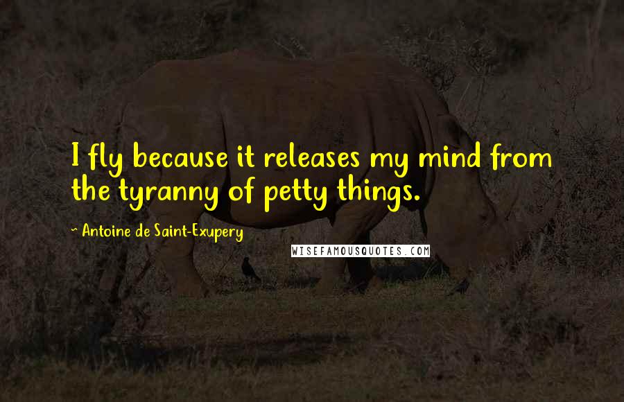 Antoine De Saint-Exupery Quotes: I fly because it releases my mind from the tyranny of petty things.