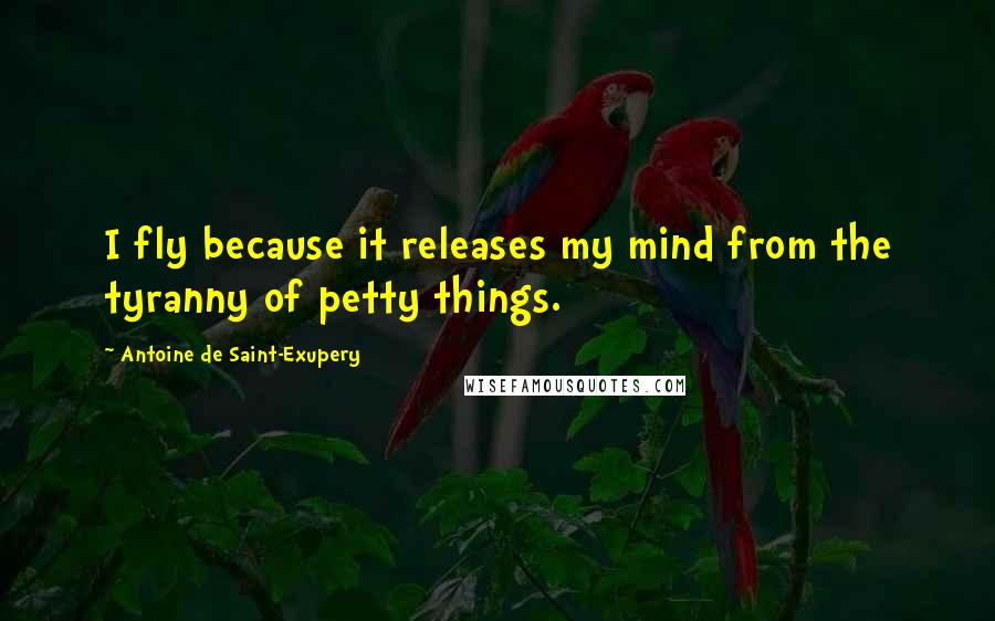 Antoine De Saint-Exupery Quotes: I fly because it releases my mind from the tyranny of petty things.