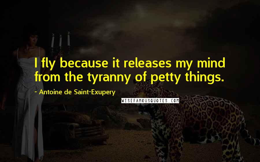 Antoine De Saint-Exupery Quotes: I fly because it releases my mind from the tyranny of petty things.