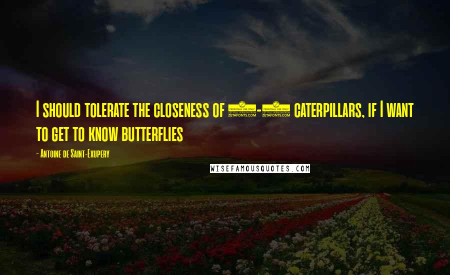 Antoine De Saint-Exupery Quotes: I should tolerate the closeness of 2-3 caterpillars, if I want to get to know butterflies