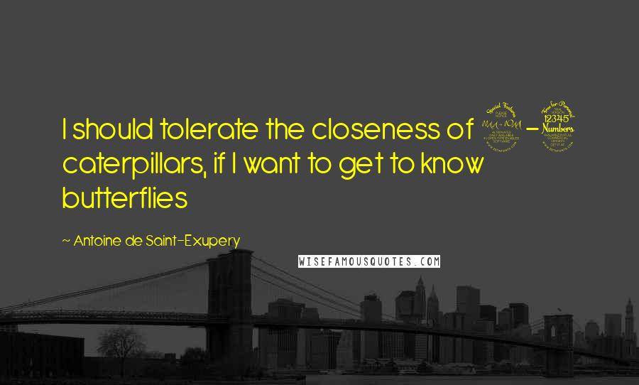 Antoine De Saint-Exupery Quotes: I should tolerate the closeness of 2-3 caterpillars, if I want to get to know butterflies