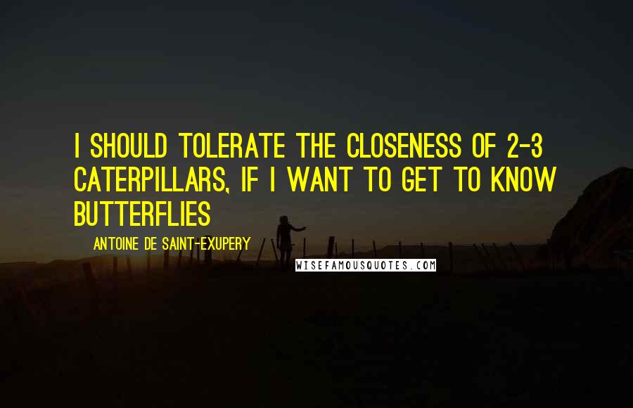 Antoine De Saint-Exupery Quotes: I should tolerate the closeness of 2-3 caterpillars, if I want to get to know butterflies