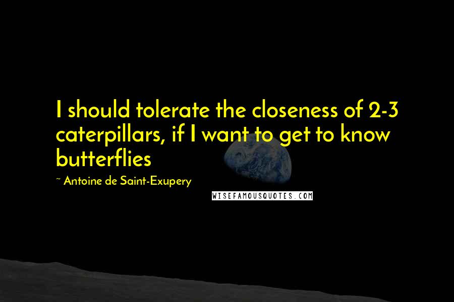 Antoine De Saint-Exupery Quotes: I should tolerate the closeness of 2-3 caterpillars, if I want to get to know butterflies