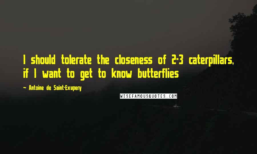 Antoine De Saint-Exupery Quotes: I should tolerate the closeness of 2-3 caterpillars, if I want to get to know butterflies