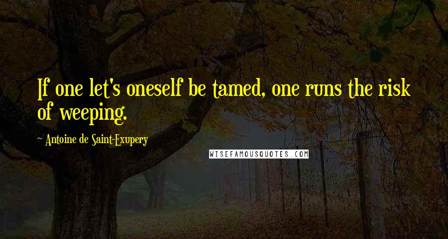 Antoine De Saint-Exupery Quotes: If one let's oneself be tamed, one runs the risk of weeping.