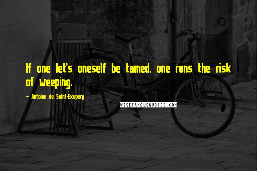 Antoine De Saint-Exupery Quotes: If one let's oneself be tamed, one runs the risk of weeping.