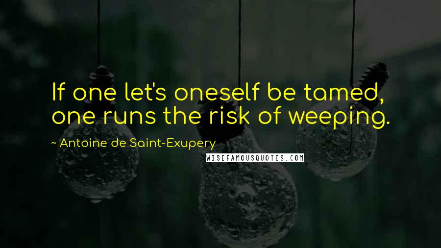 Antoine De Saint-Exupery Quotes: If one let's oneself be tamed, one runs the risk of weeping.
