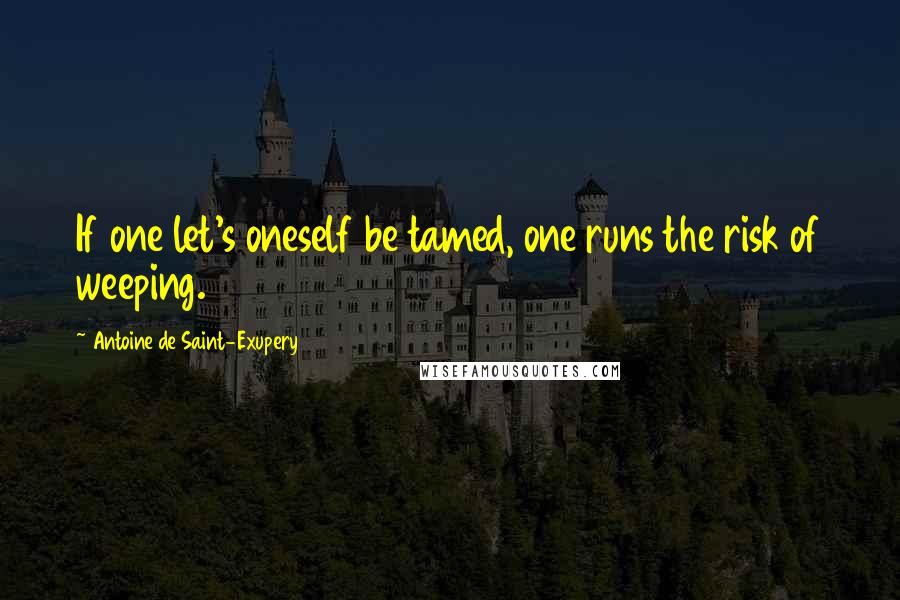 Antoine De Saint-Exupery Quotes: If one let's oneself be tamed, one runs the risk of weeping.
