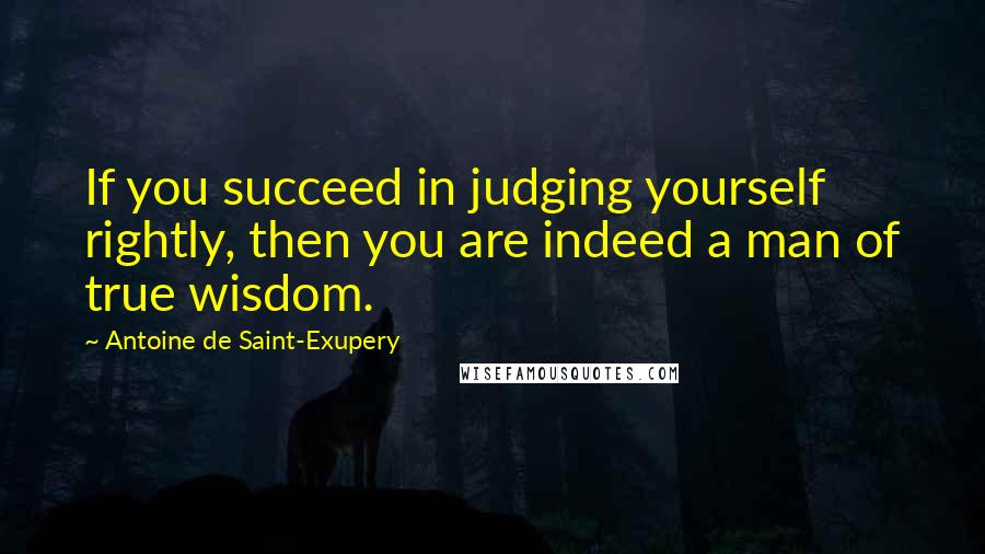 Antoine De Saint-Exupery Quotes: If you succeed in judging yourself rightly, then you are indeed a man of true wisdom.