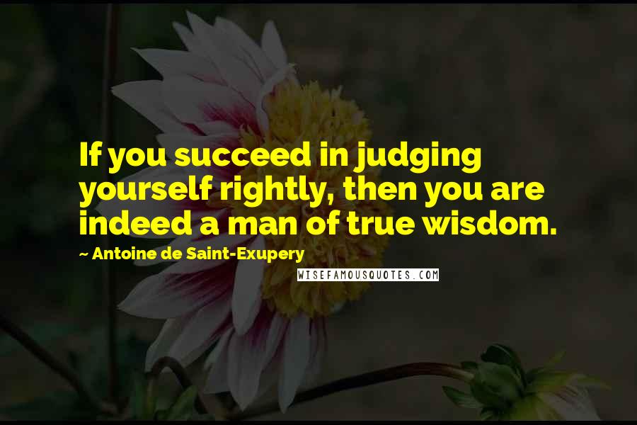 Antoine De Saint-Exupery Quotes: If you succeed in judging yourself rightly, then you are indeed a man of true wisdom.